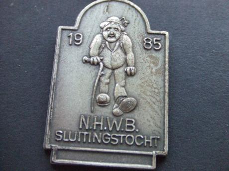 N.H.W.B.(Noord-Hollandse Wandelbond) Sluitingstocht 1985 ( oude man met wandelstok)